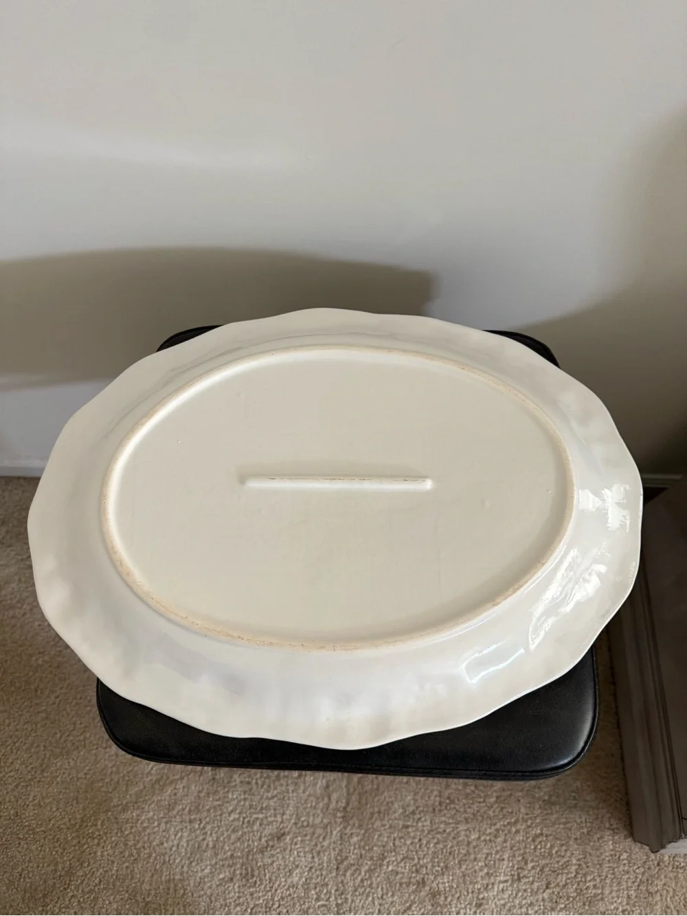 Vintage Classic White Embossed Oval Serving Platter -19 x14”